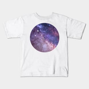 Taurus Sign in the Dark Pink Starry Night Sky Kids T-Shirt